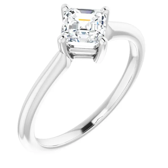 Cubic Zirconia Engagement Ring- The Adora (Customizable Asscher Cut Solitaire with Raised Prong Basket)