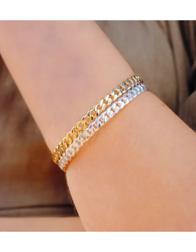 Curb Silver Bangle