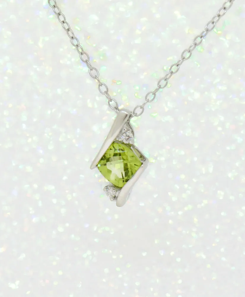 Cushion Cut Gemstone & Diamond Pendants