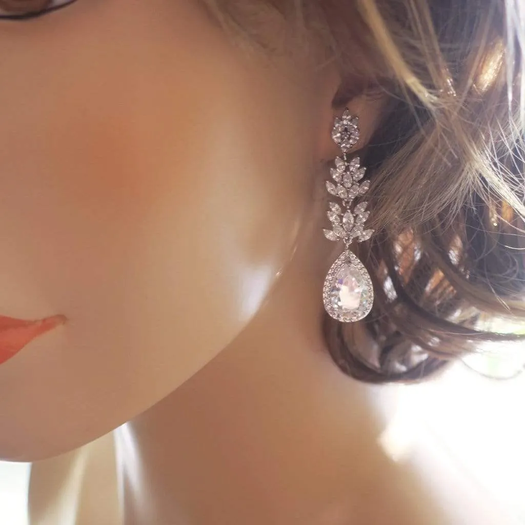 CZ Drop Bridal Earrings