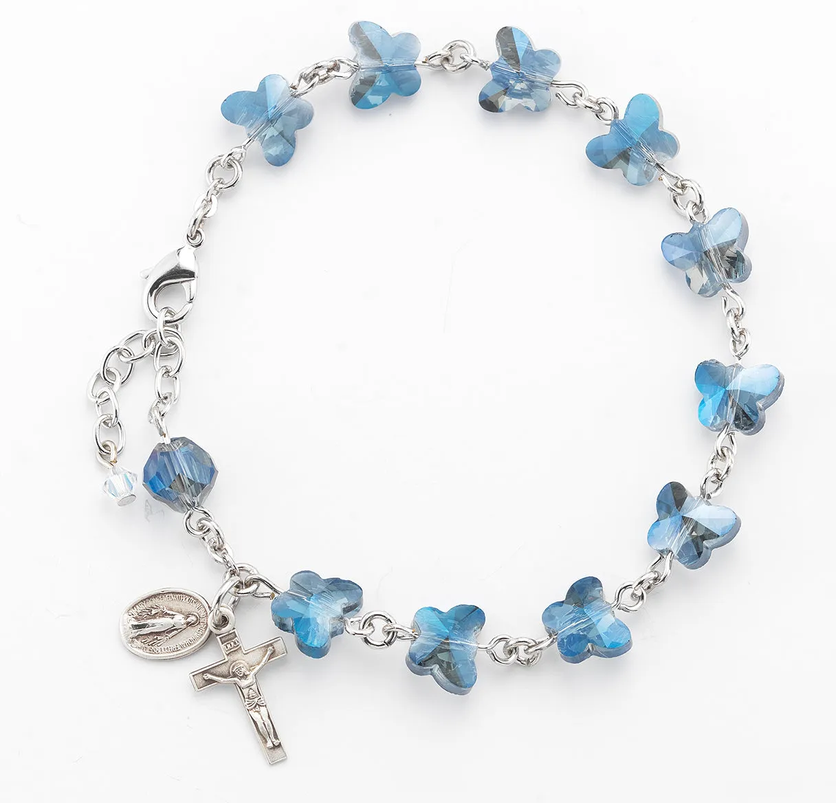 Dark Blue Butterfly Rosary Bracelet - BR7111DB