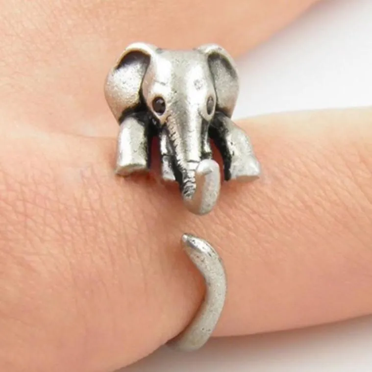 Dead Cute Adjustable Elephant Wrap Ring