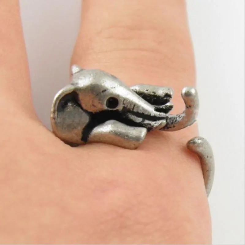 Dead Cute Adjustable Elephant Wrap Ring