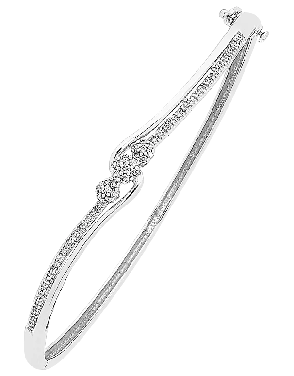 Diamond Bangle - 9ct White Gold Diamond Set Bangle - 756691