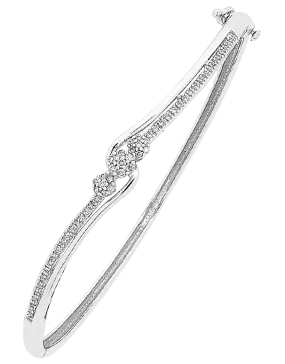 Diamond Bangle - 9ct White Gold Diamond Set Bangle - 756691