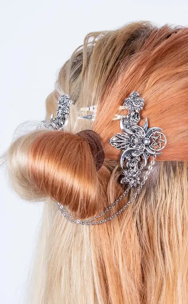 Dual Priestess Hair Comb Set With Chains