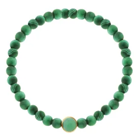 Dual-Sided Collar with Chrysoprase Cabochon & Black Diamond on Beaded Bracelet