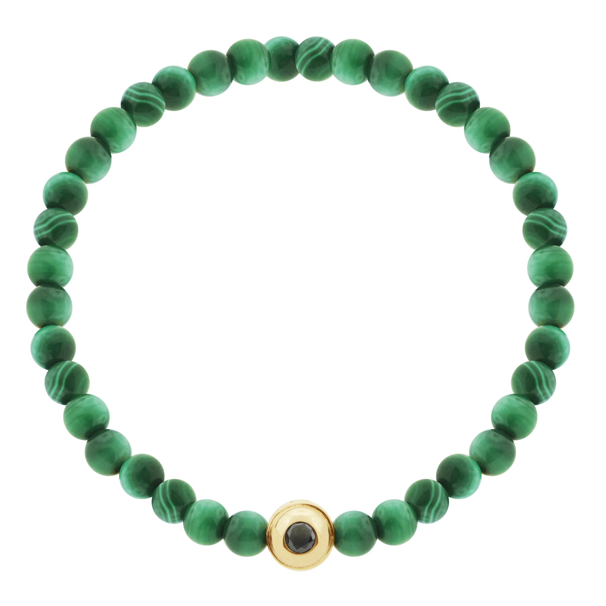 Dual-Sided Collar with Chrysoprase Cabochon & Black Diamond on Beaded Bracelet