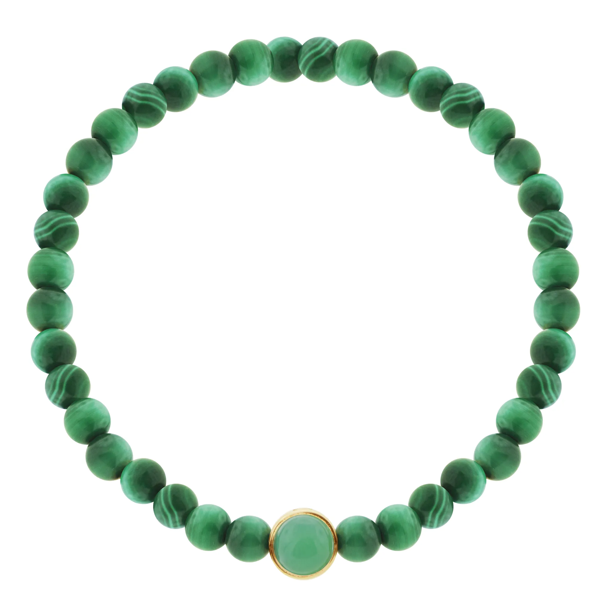 Dual-Sided Collar with Chrysoprase Cabochon & Black Diamond on Beaded Bracelet