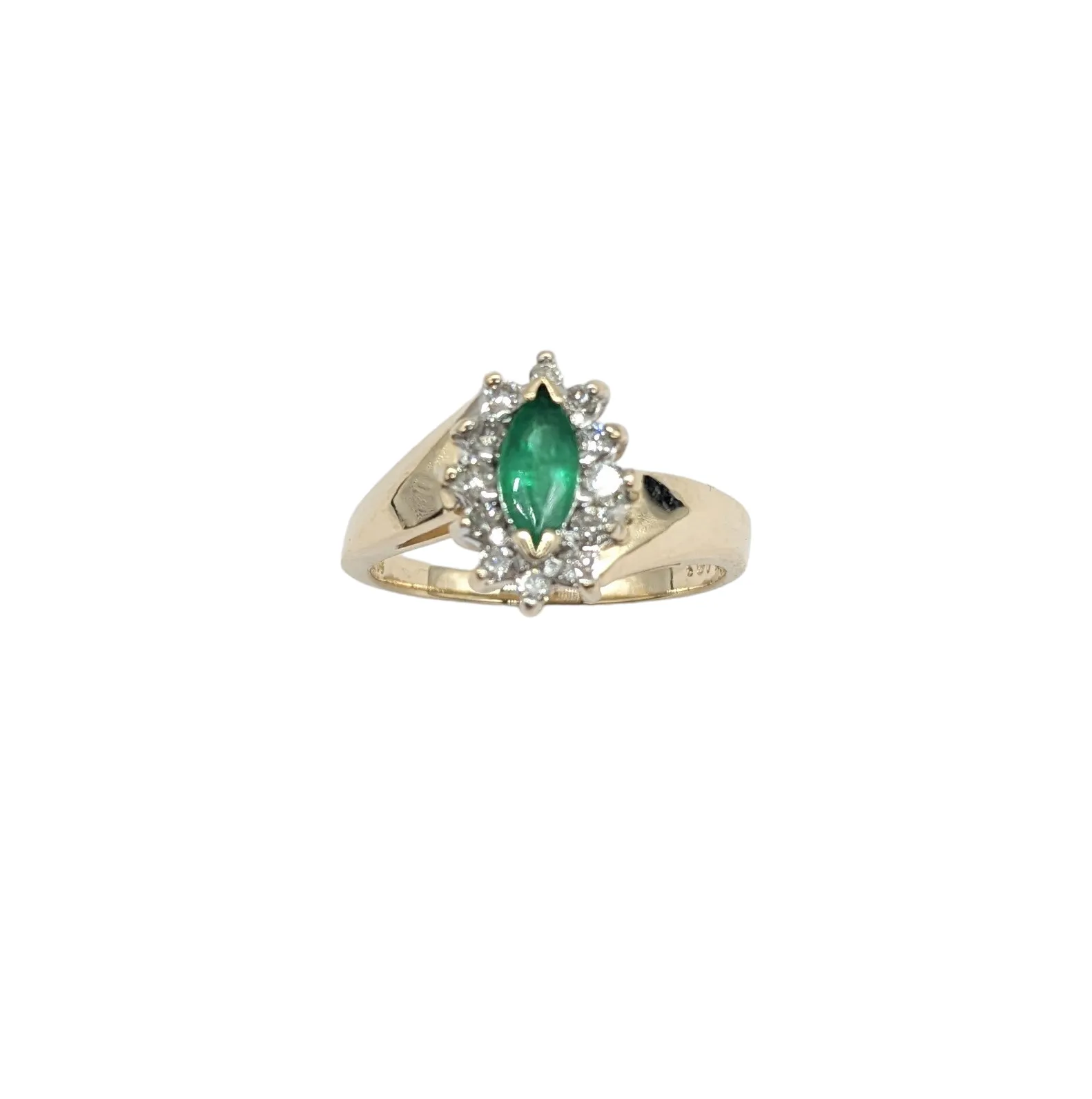 Emerald Ring with Diamond Halo