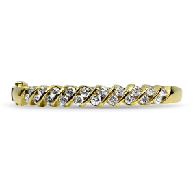 Estate 14k Yellow Gold Diamond Bangle Bracelet