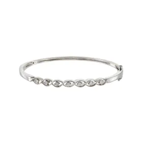 Estate 14KT White Gold Diamond Swirl Bangle Bracelet