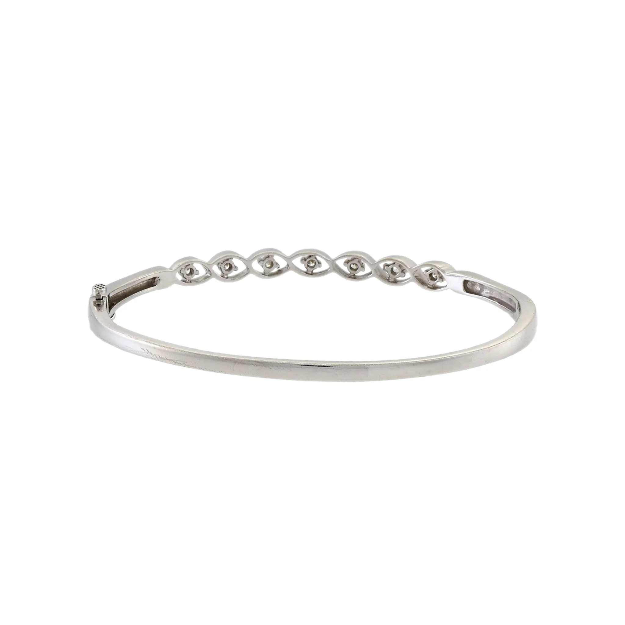 Estate 14KT White Gold Diamond Swirl Bangle Bracelet