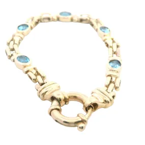 Exquisite Yellow Gold Blue Topaz Bracelet