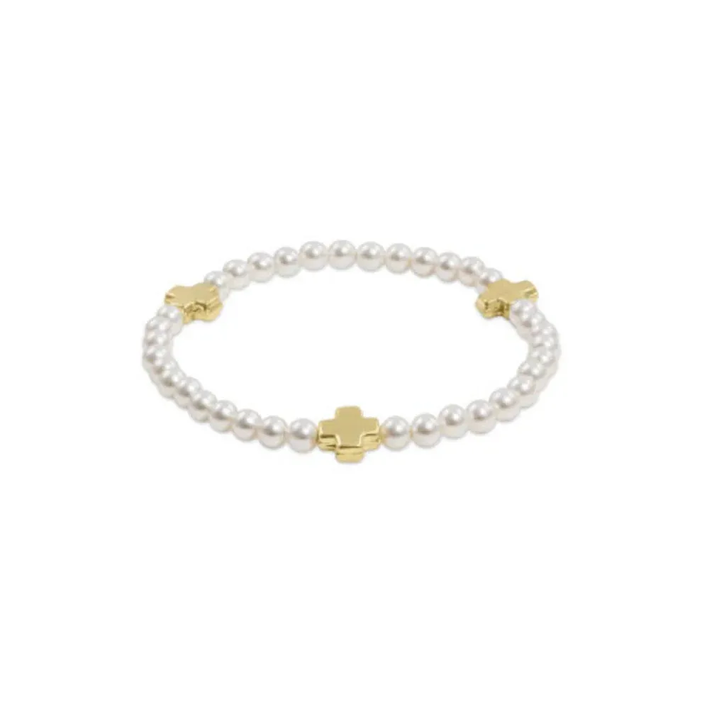 Extends - Signature Cross Pearl Pattern 4mm Bead Bracelet