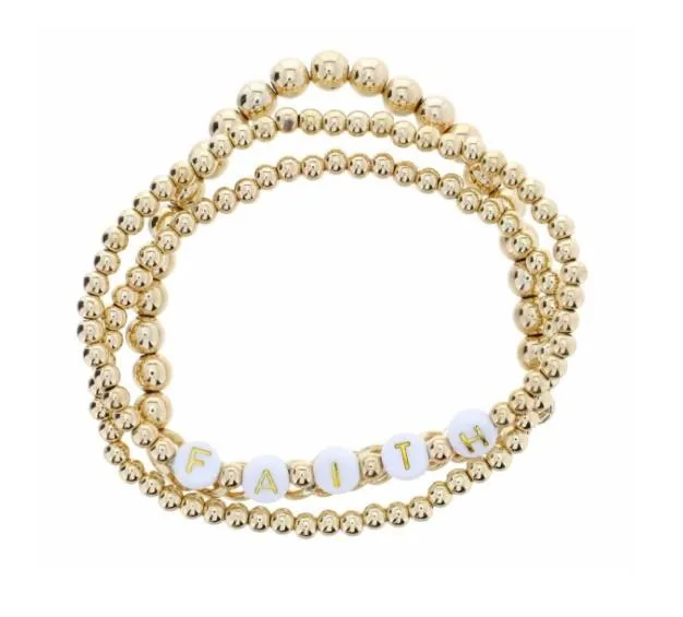 Faith Gold Beaded Bracelet