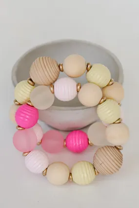 FINAL SALE - Hannah Pink Beaded Bracelet Set