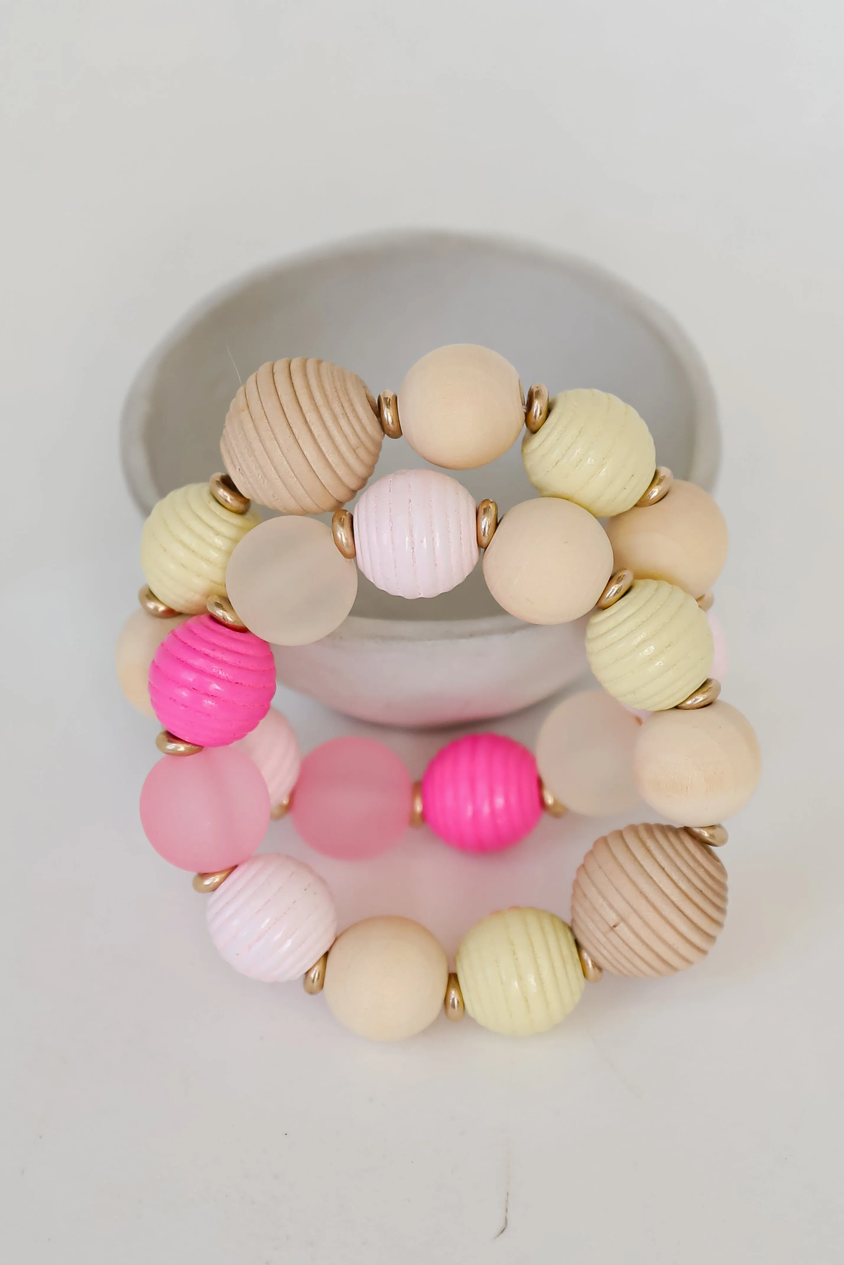 FINAL SALE - Hannah Pink Beaded Bracelet Set