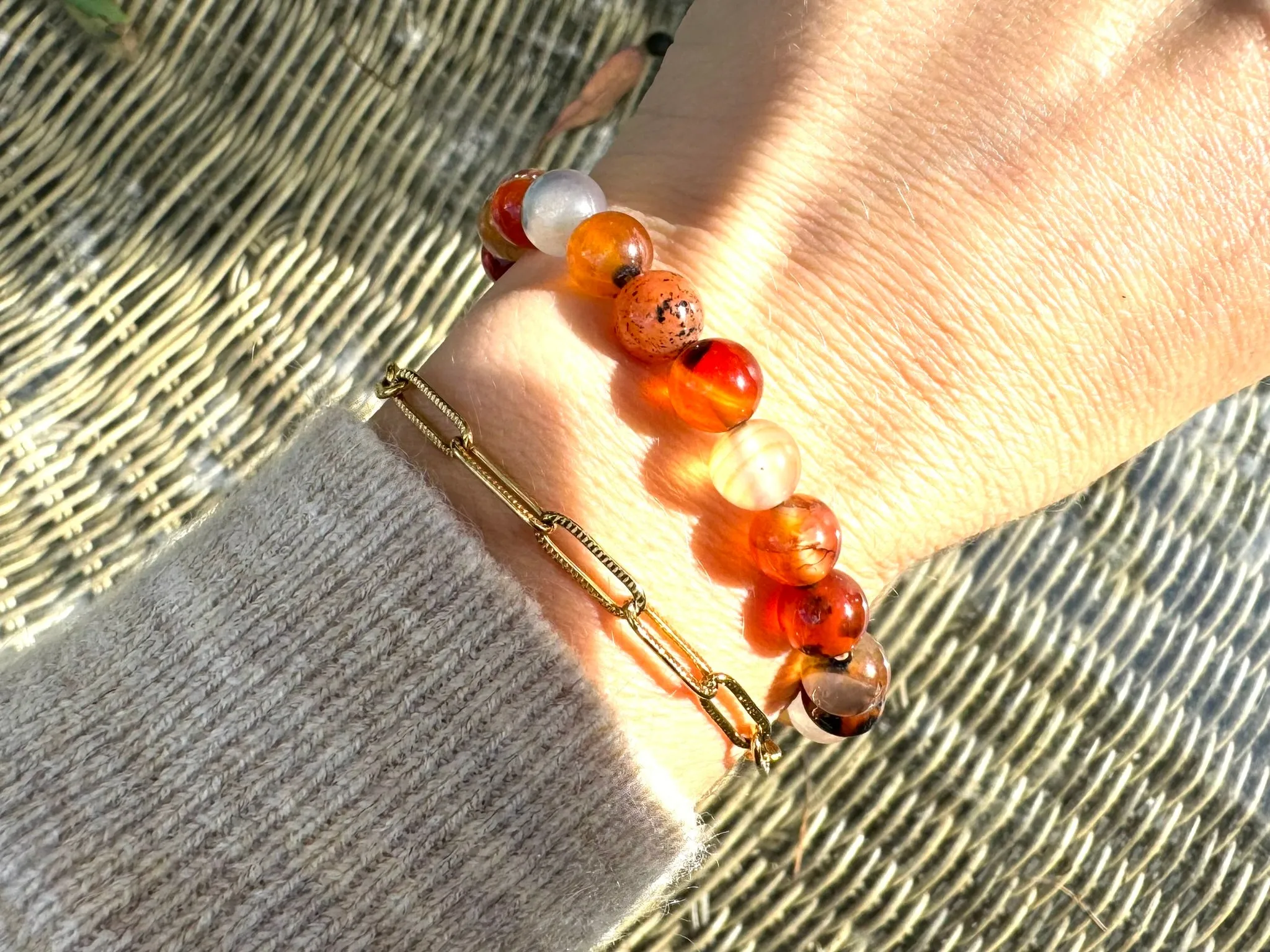 Flame Orange Agate Crystal Bracelet