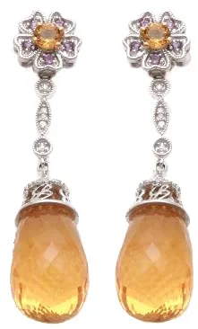 Flower Citrine Briolette Detachable Chandelier