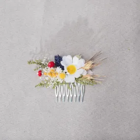 Folk style meadow flower hair comb Daisy hair comb 2021 Wedding headpiece Meadow dried flowers comb Bridal folk comb Magaela Customisable