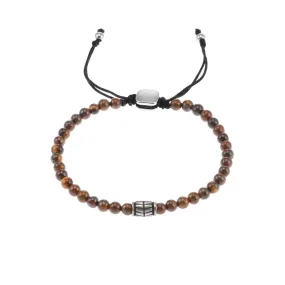 Fossil Stainless Steel Tiger Eye Beaded 25cm Bracelet