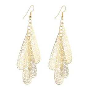 Four Layer Dangling Teardrop Earrings in Gold or Silver