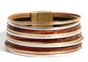 Fresh Accessories - Golden Fire Leather Wrap Bracelet