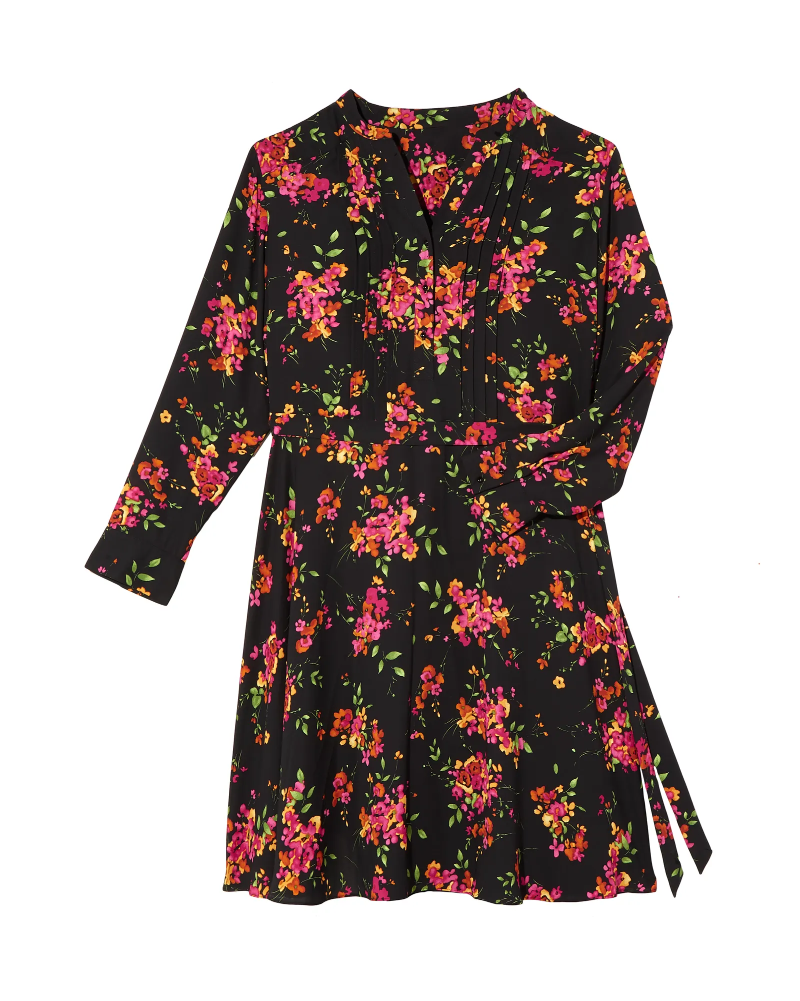 Genoa Printed Shirt Dress | Black / Pink