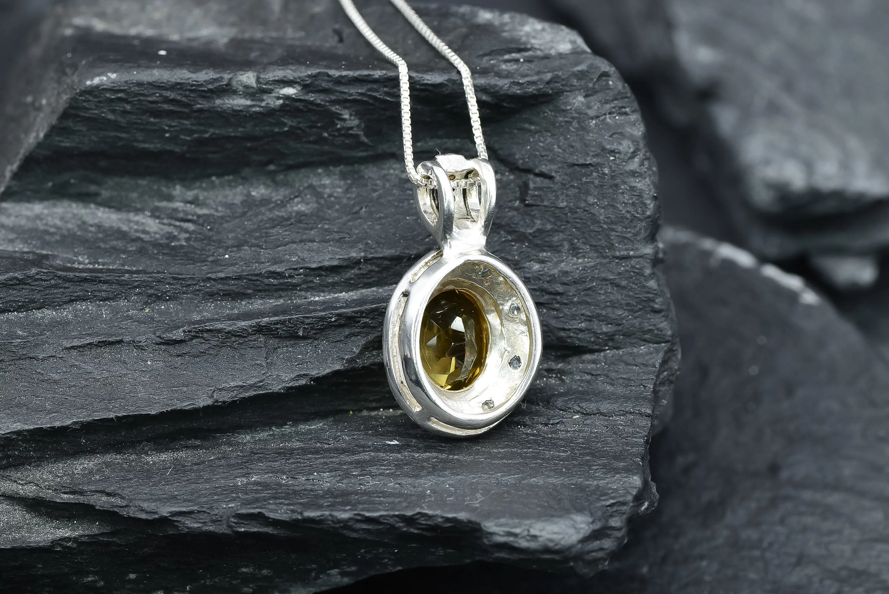 Genuine Citrine Pendant - Yellow Vintage Pendant - November Birthstone Necklace