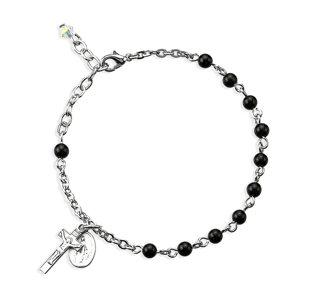 Genuine Onyx Round Rosary Bracelet - BR7400OX