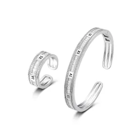 Glory Era Silver Bangle & Ring Set