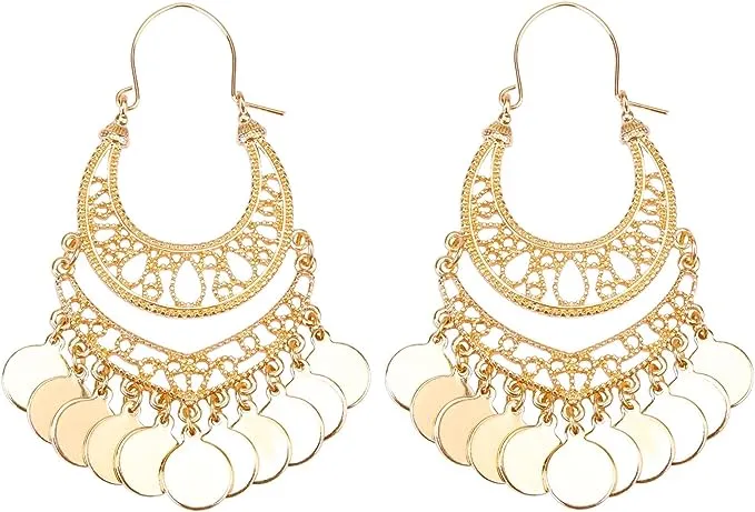 Gold Filigree Cast Dangle Earrings