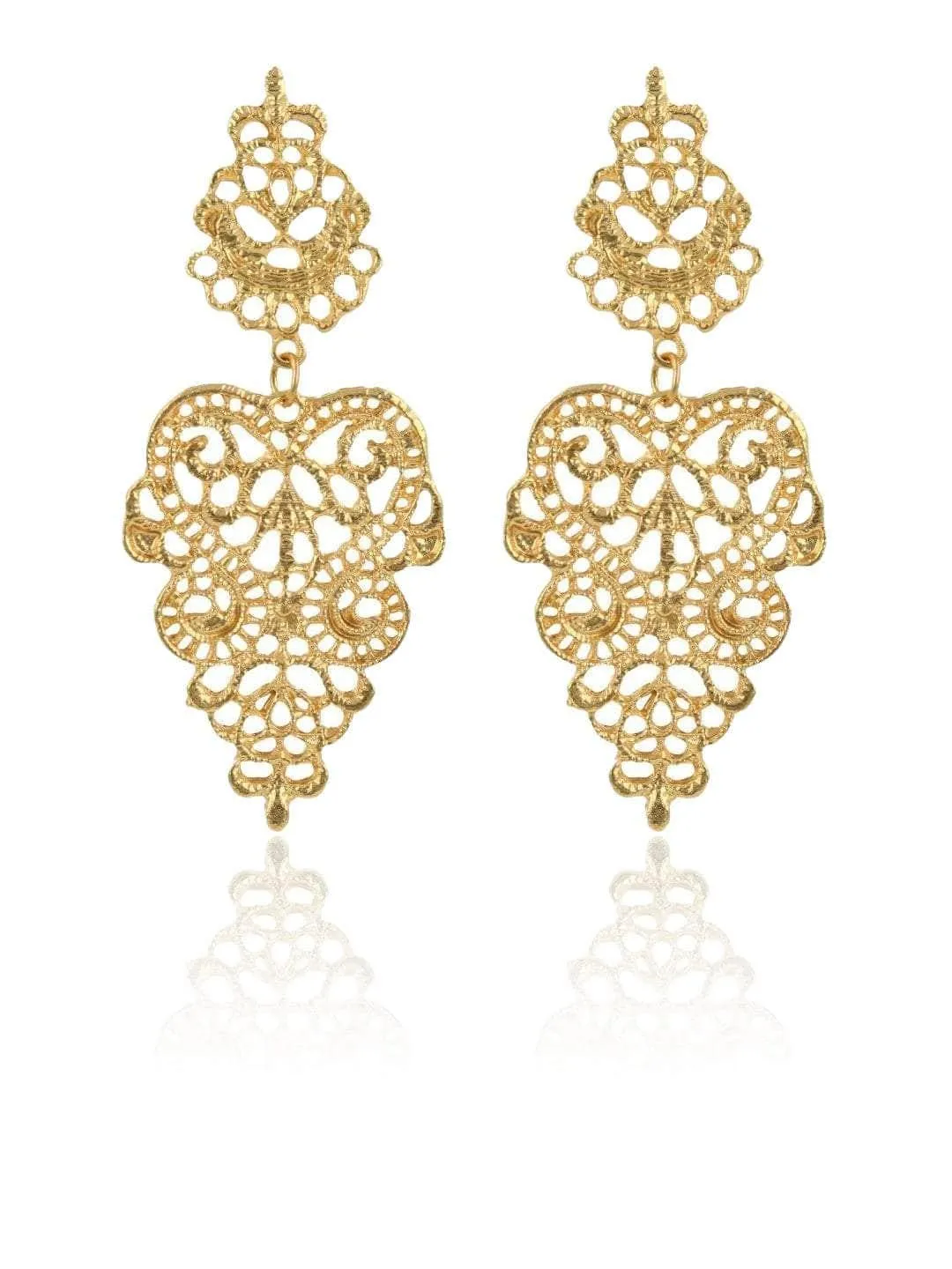 Gold Filigree Chandelier Earrings