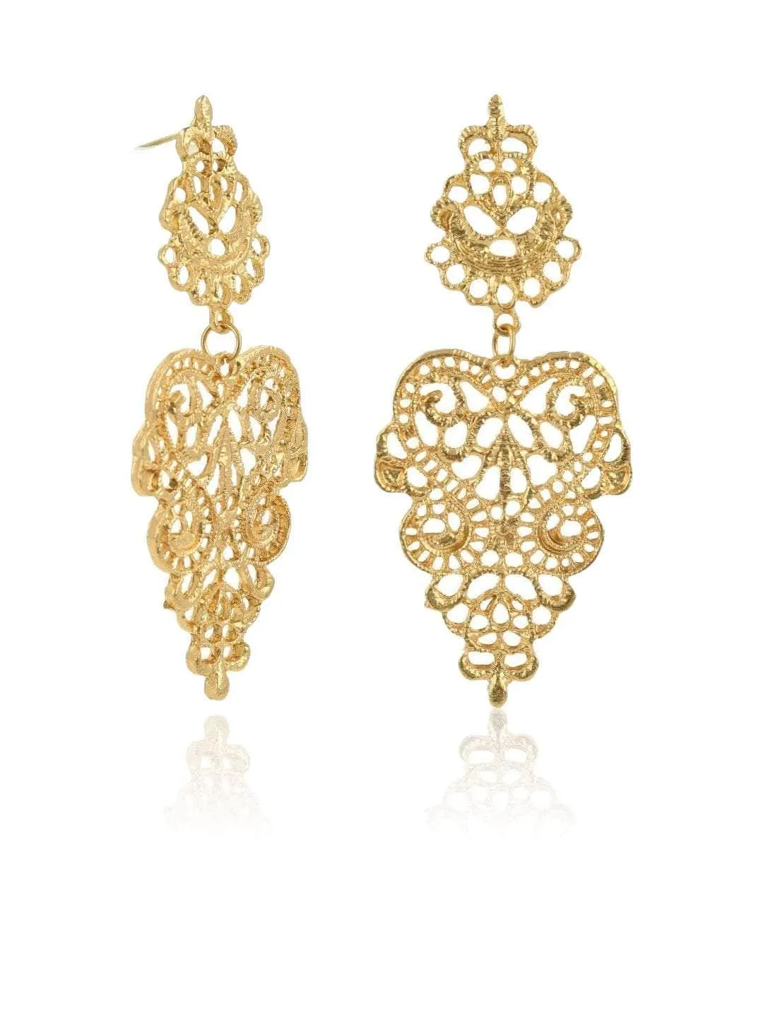 Gold Filigree Chandelier Earrings