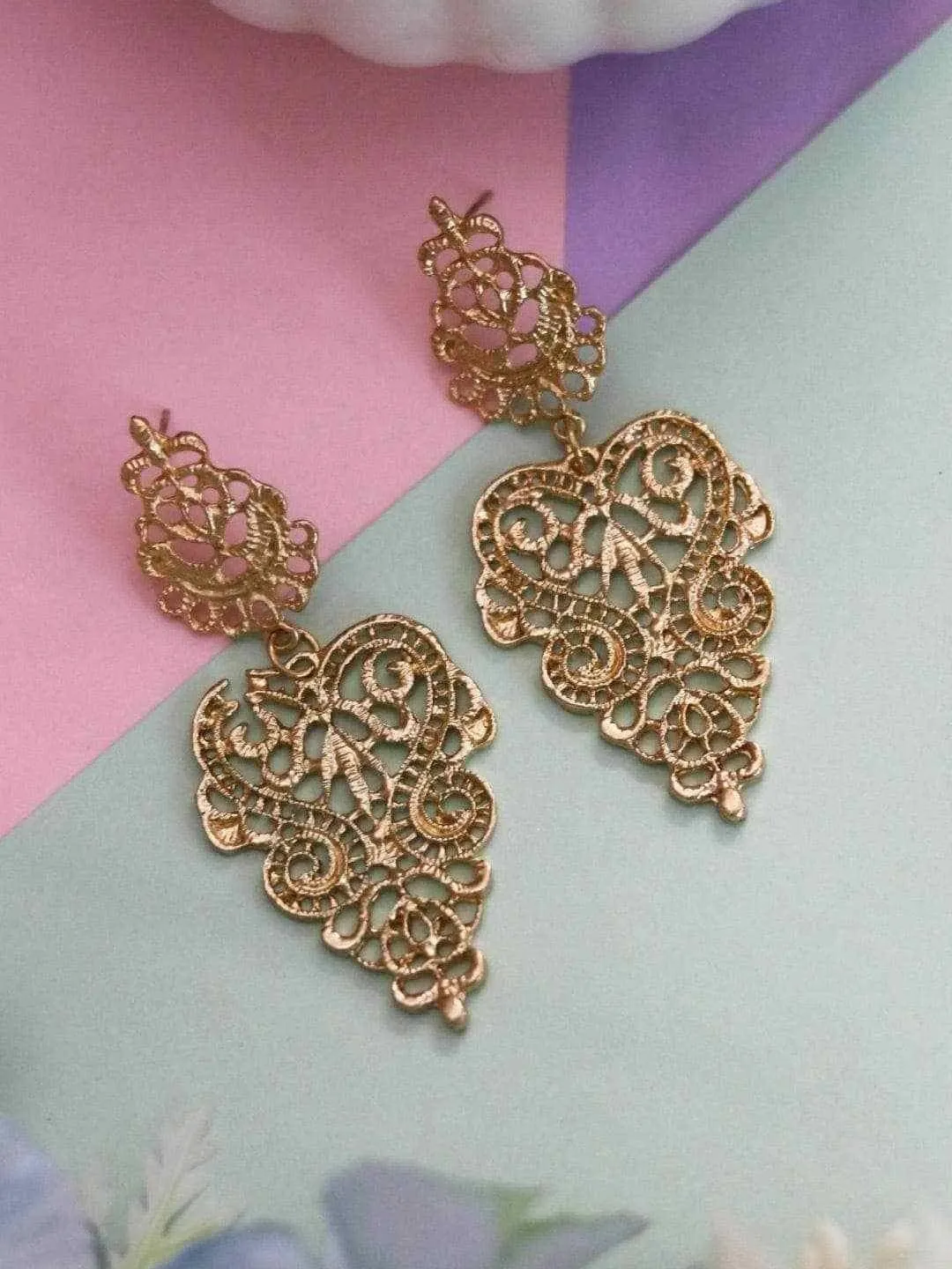 Gold Filigree Chandelier Earrings