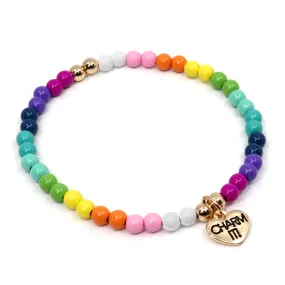 Gold Rainbow Bead Charm Bracelet