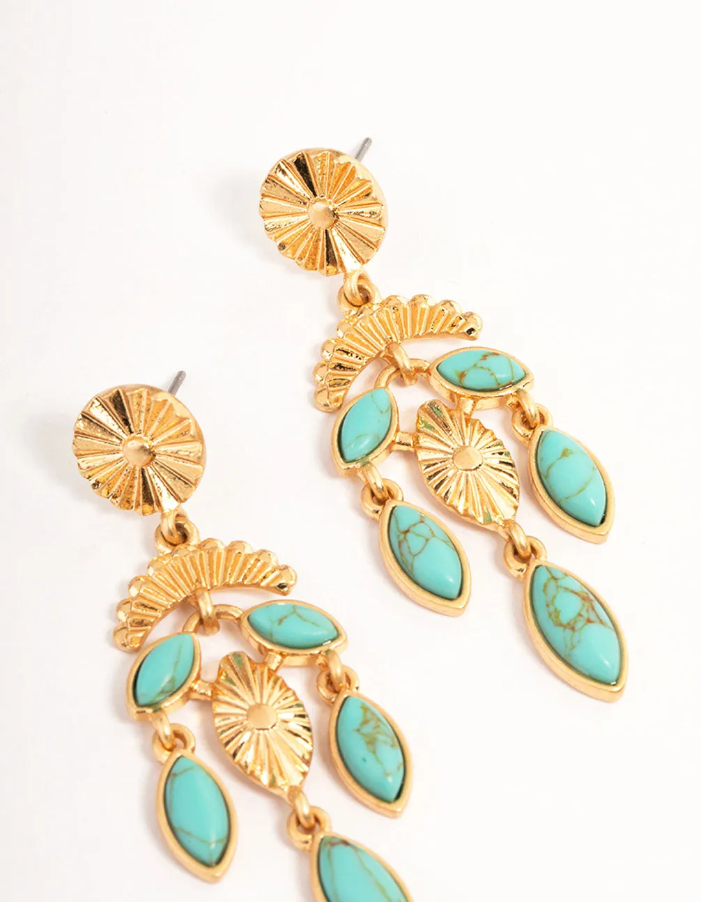 Gold Semi-Precious Chandelier Earrings