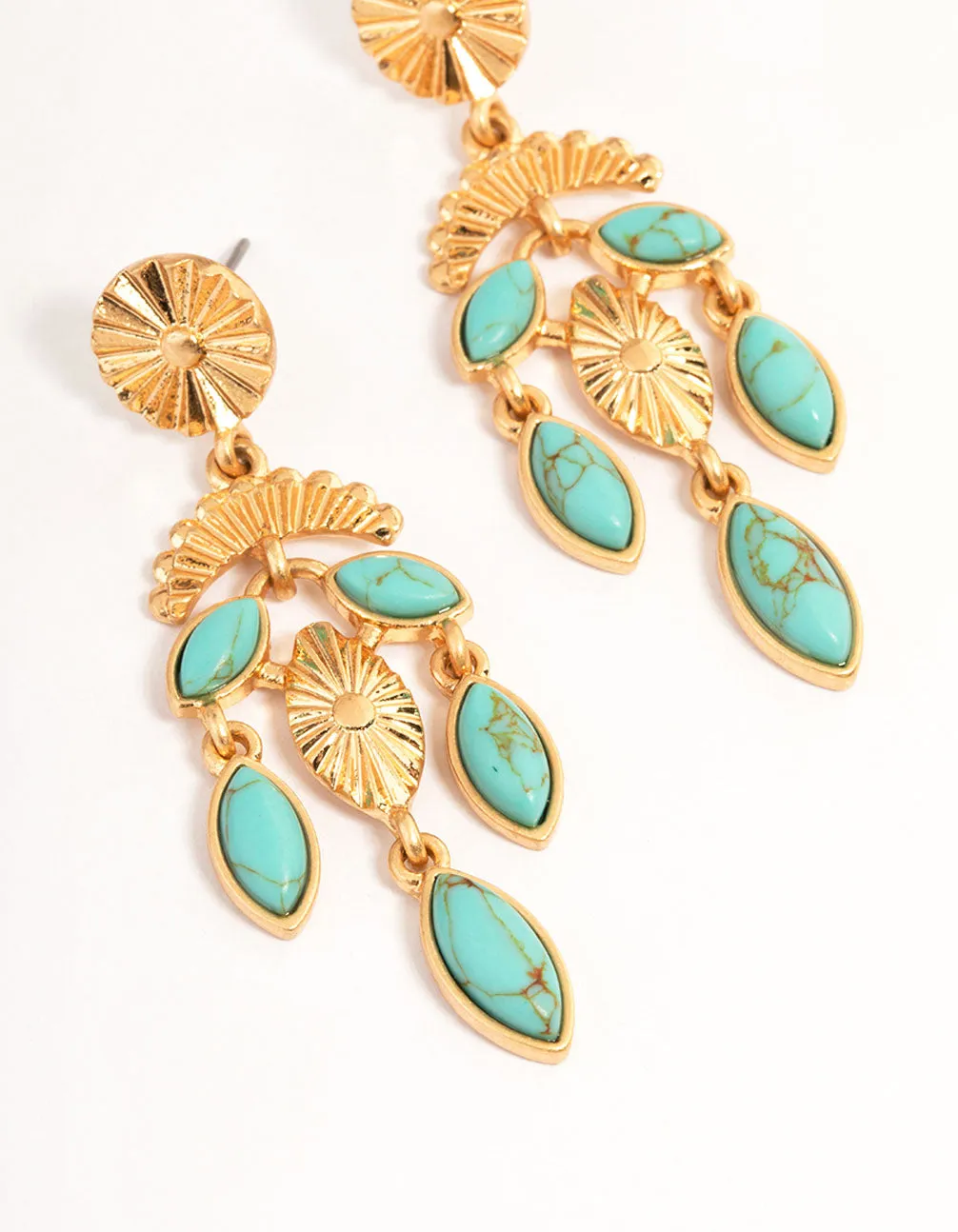 Gold Semi-Precious Chandelier Earrings