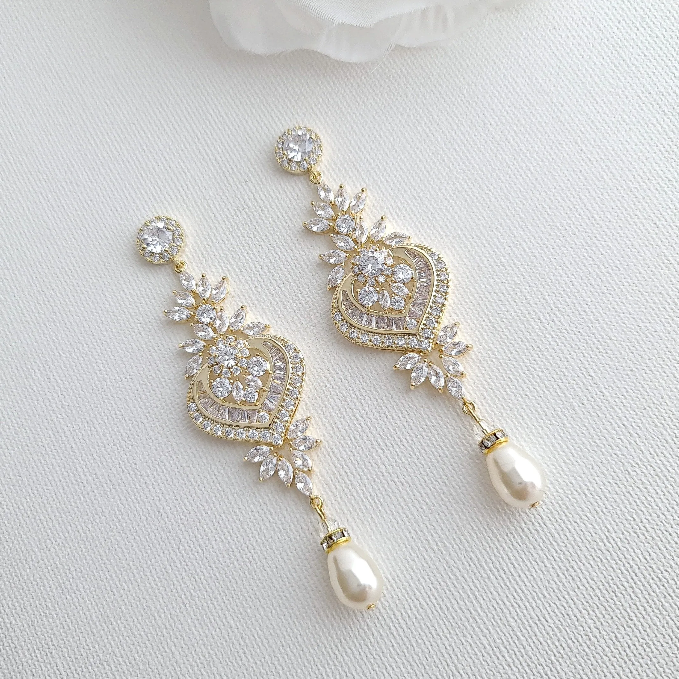 Gold Wedding Earrings- Rosa