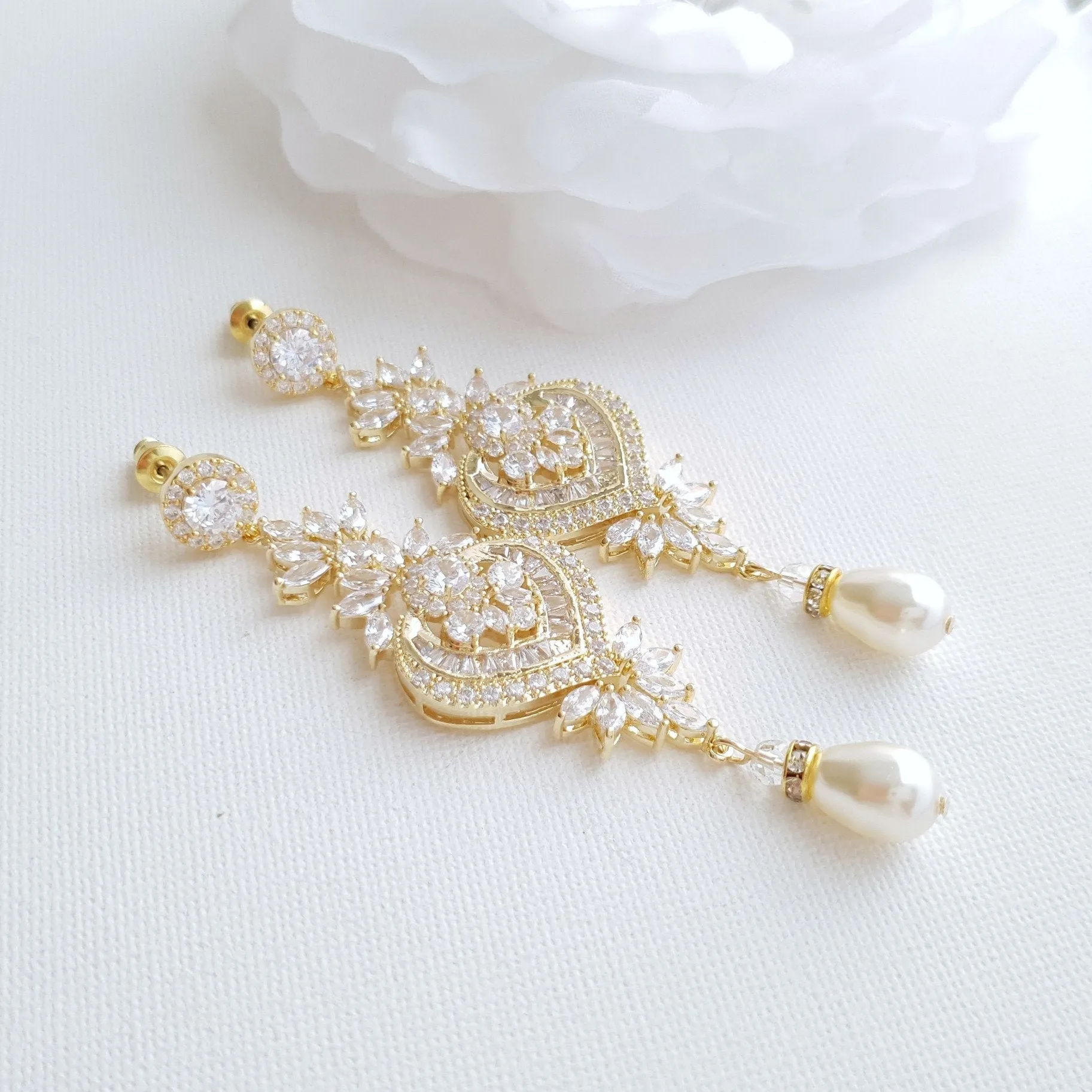 Gold Wedding Earrings- Rosa