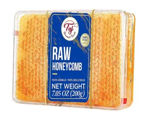 Gourmet All Natural Raw Honeycomb 100% Honey Pure Turkish Raw Honey Comb - 100% All Natural Edible Honey Combs Raw Edible - Perfect For Healthy Smoothies Honey With Honeycomb, 200g (7.05oz)