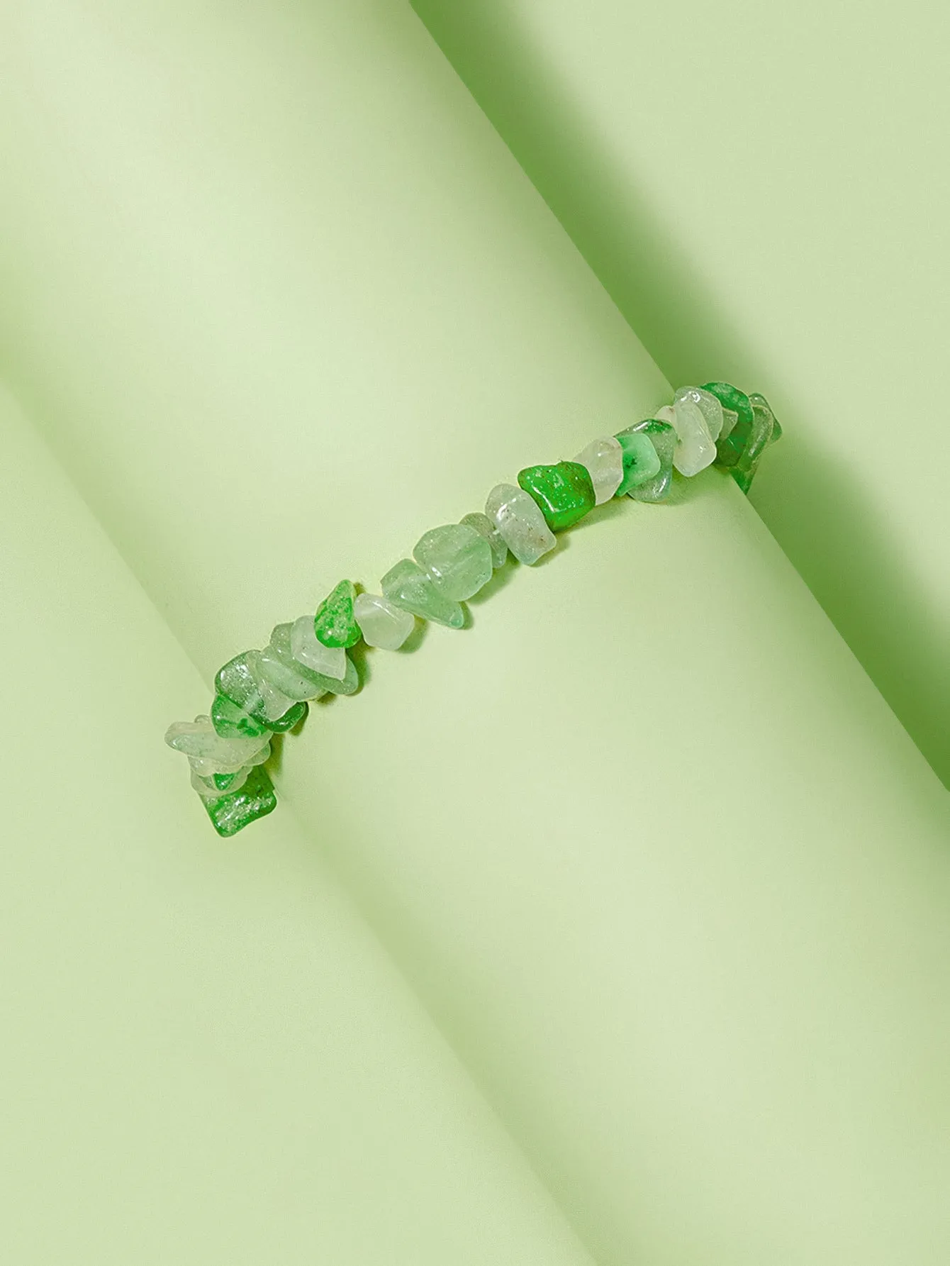 Greeen Irregular Shaped Stone Decor Bracelet Women Bracelet Stackable Bracelet