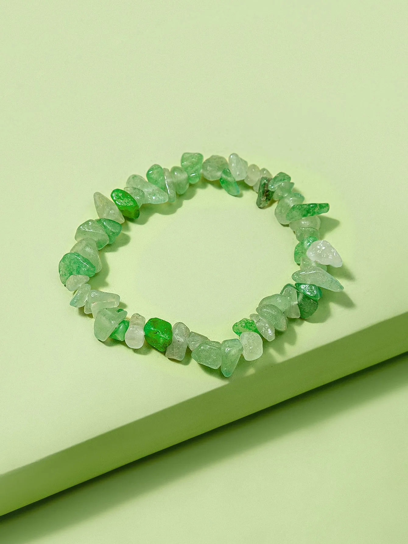 Greeen Irregular Shaped Stone Decor Bracelet Women Bracelet Stackable Bracelet