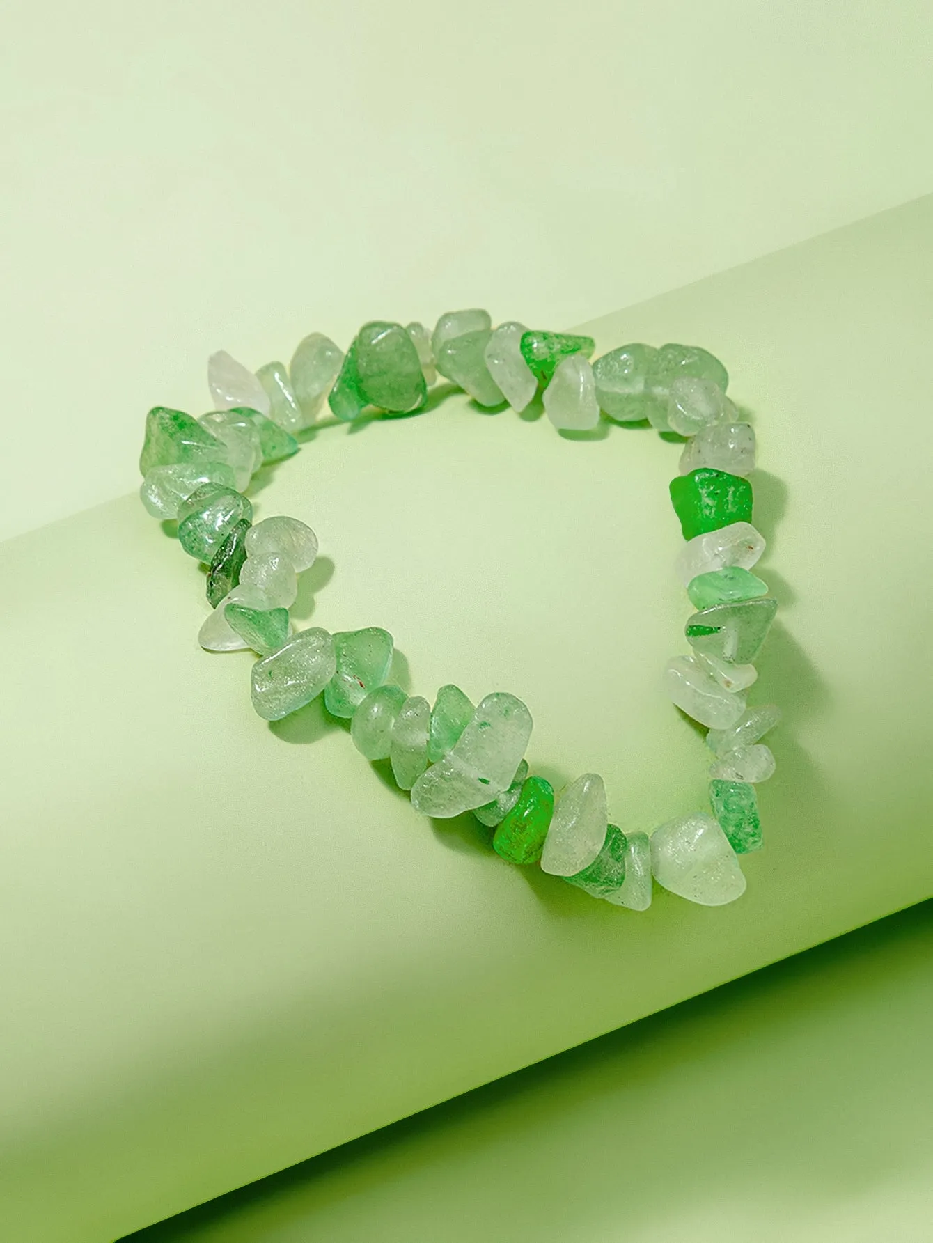 Greeen Irregular Shaped Stone Decor Bracelet Women Bracelet Stackable Bracelet