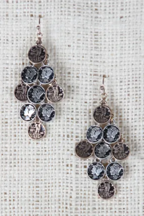 Greek Coin Chandelier Earrings