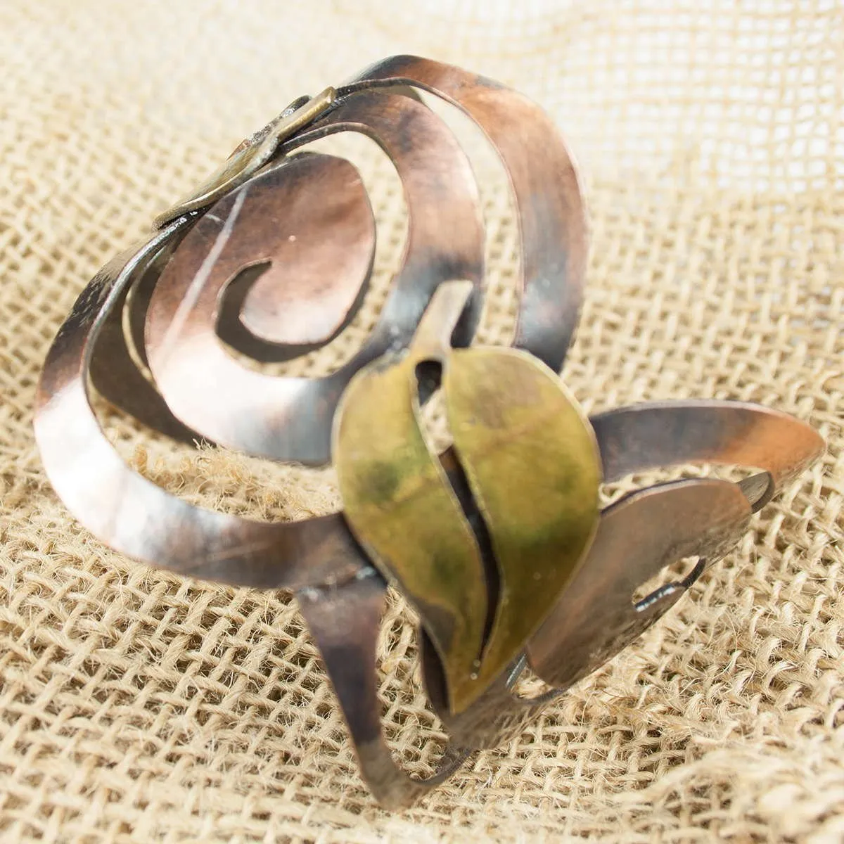 Hand Cut Spiral Leaf Wrist Cuff