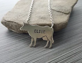 Handmade Elsie The Cow Pendant Necklace