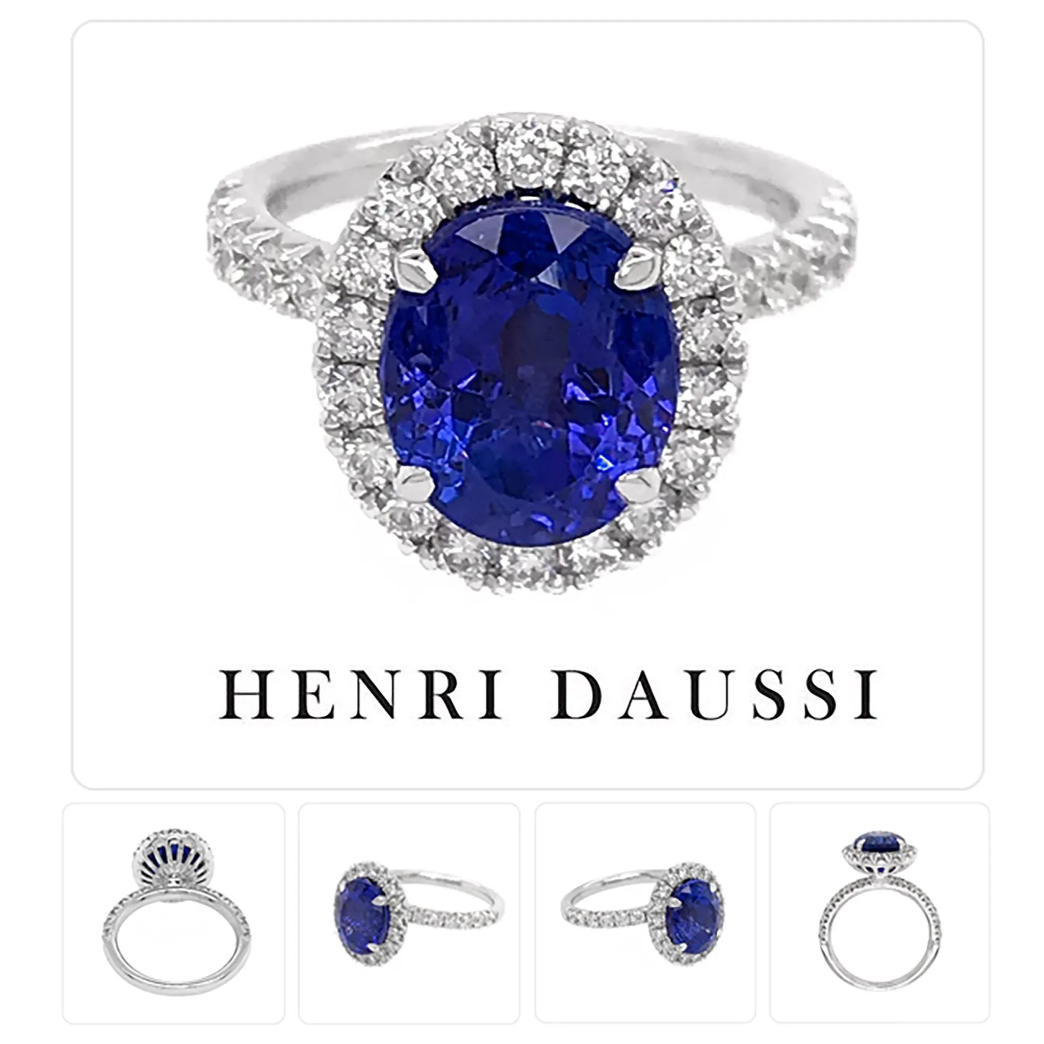 Henri Daussi Tanzanite Diamond Platinum Ring