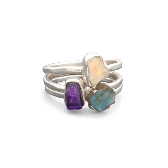 Hiouchi Sterling Silver Stone Stacker Ring | Opal